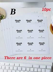 SHEIN 5 Sheets, 30pcs/Sheet Simple 5x6cm Rectangle Thank You Stickers For Gifts Packaging Decoration