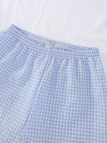 Genkimix Kids 2pcs/Set Girls Ribbed Texture Blue Vest Cartoon Rabbit Print Plaid Pants Comfortable Homewear Set Girl Summer Clothes Set Kids Summer Clothes Sets Young Girl Clothing Sets Young Girls Clothing Two Pieces Summer Clothes Girl Clothes Summer 10 11 - Blue - View 6