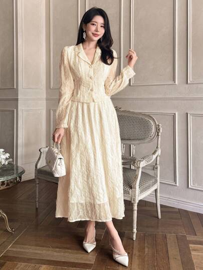 DAZY 优雅正式两件套：女士夏季西装外套和裙装