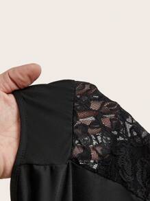 SHEIN SXY Body decorativo de encaje y parches sexy y elegante para mujer talla grande, adecuado para usar a diario, en el trabajo, para ir y venir, elegante, casual, de compras, para salir, fácil de combinar, estilizador, resalta la figura, favorecedora, para primavera/verano