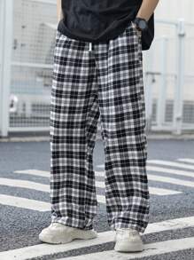 SHEIN Teen Boys Casual Plaid Pants, Suitable For Streetwear, Punk, Rock, College, Daily Wear, Party, Music Festival, Spring/Summer