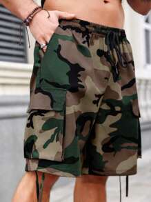 Manfinity Homme Men's Casual Camouflage Print Cargo Shorts For Everyday Streetwear Cargo Shorts Men Shorts Men S Camo Shorts Men Camouflage Shorts Camo Men Shorts Army Shorts Men - Multicolor - View 4