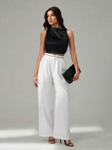 SHEIN Tall Kontrast Farbige Tasche Lässig Anzughose mit weitem Bein