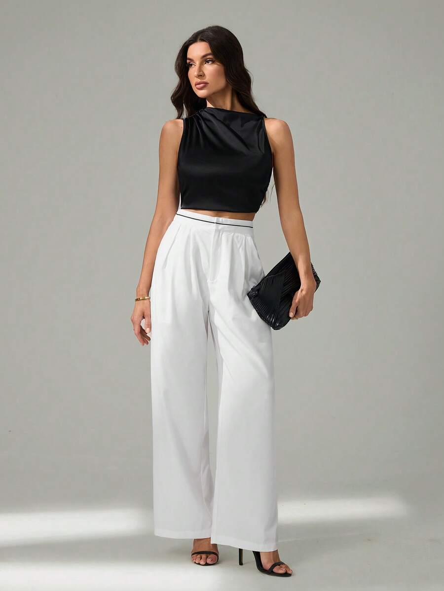 SHEIN Tall Kontrast Farbige Tasche Lässig Anzughose mit weitem Bein