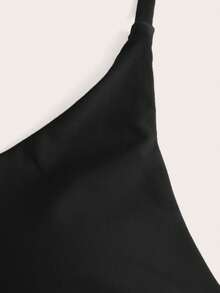 SHEIN Swim Summer Beach Ruched Tie Back Bikini Top - Black - View 6