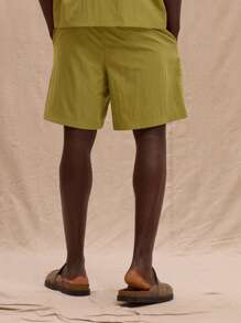 Musero Linen Seam Detail Shorts Spring, Summer, Holiday - Olive Green - View 4