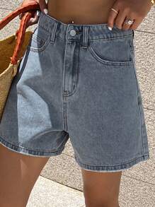 Livesso 女士夏季水洗休闲牛仔短裤，音乐节风格