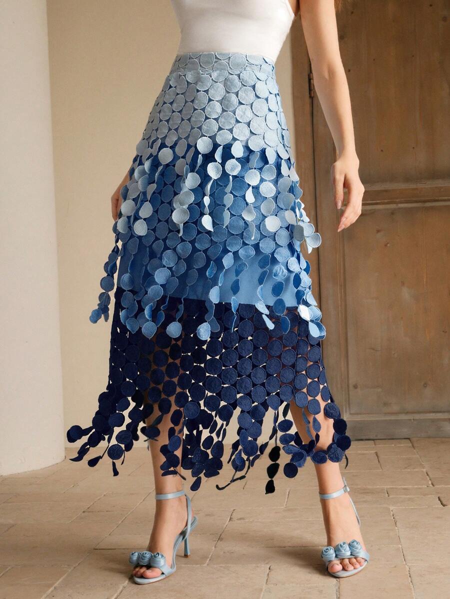 Anewsta Women's Bohemian Elegant Multilayer Skirt, Suitable For Music Festivals In Spring And Summer - Blue - View 1