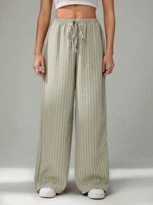 SHEIN Tall Weite gestreifte Schlupfhose mit Bindeband vorne, Lässig Kleidung