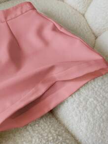 INAWLY Women's Plain Button Decorated Casual/Work Wear Shorts For Summer - Pink - View 4