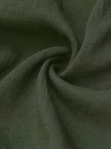 SHEIN LUNE Pantalones holgados con arrugado en color liso talla grande, apropiados para el verano y vacaciones