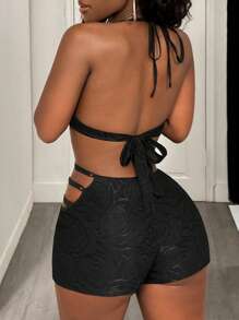 BamGleam 女式夏季镂空吊带紧身连体裤