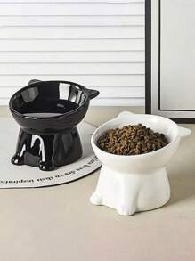 Pet Bowl For Cat & Dog, Plastic Tilted Food Bowl & Water Bowl - Non-Slip Pet Feeding Bowl For Small Medium Pets, Easy To Clean, Durable Pet Bowl