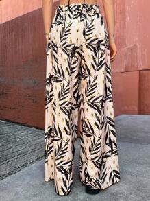 DAZY Bohemian Split Hem Flare Leg Vacation Pants,Beach Women Outfits - Black - View 3