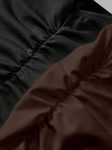 SHEIN EZwear 双色棕色和黑色针织单肩女式衬衫 - 棕色 - 查看 10