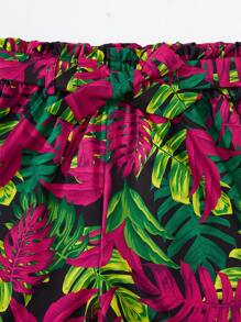 2pcs/Set Girls Tropical Vacation Beach Lace Camisole And Shorts Set - Multicolor - View 7