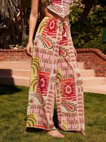 L'Amorae 女士全印花结饰度假罩衫裤 - 彩色 - 查看 4
