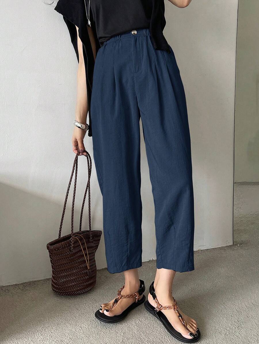 DAZY 休闲/商务直筒九分裤 女士夏季服装 女士牛仔裤 大码夏季服装 女士下装 女士夏季套装 女士正装裤 教师裤 - 藏蓝色 - 查看 1