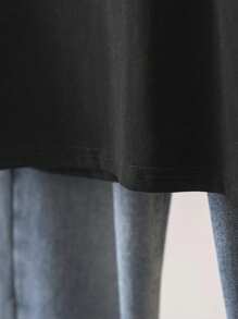 SHEIN Maglietta casual aderente a vita corta da donna con dettagli laterali raccolti