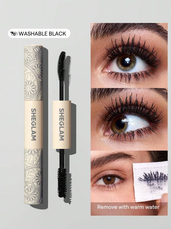 SHEGLAM Rimel All-In-One Volum șI Lungime-Lavabil Negru 2 îN 1 Perie Cu Cap Dublu UșOr De îNdepăRtat FăRă Pete Separare Ondulare Rimel Negru Gros Machiaj Pentru Ochi Rimel Pentru Petrecerea De CrăCiun Absolvire Zi De NașTere Vacanță Vară Toamnă Y2K Elegant Modă Femei Machiaj Cosmetice Petrecere Plajă CăLăTorie Camping ÎN Aer Liber ȘCoală Campus Excursie Festivaluri Decor Cadou Cadou Trandafir Fată Cosplay Cel Mai Bun Culoare Farmec Atmosferă