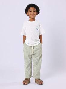 SUMWON Camiseta de playa de vacaciones de verano con estampado de olas y palmeras, corte holgado y relajado, casual, para jóvenes, skate, surf, streetwear