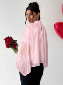 Firerie Elegant Women Ruched Top And Rhinestone Decor Skirt Set - Pink - View 2