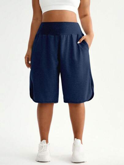 Easithlete Plus Size Summer Casual Loose High Waist Sports Shorts Sweater Shorts Workout