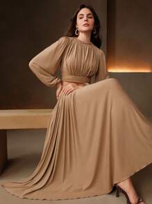 Anewsta Women Two Pieces Outfits For Daily Wear - Khaki - View 3