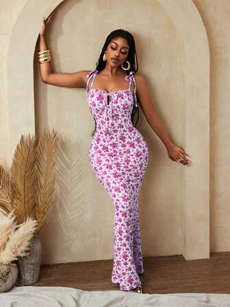 BamGleam Women Floral Print Bodycon Sexy Fashion Elegant Party Vacation Festival Summer Dress