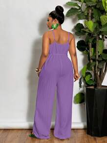 Slaydiva 2024 New All-Match White Casual Minimalist Sexy/Minimalist Style Plus Size Western Wear Women Sleeveless Textured Knit Bodycon Maxi Dress, Suitable For Spring/Summer Purple Jumpsuit Sleeveless Jumpsuit Summer Jumpsuit Casual Jumpsuit Vacation Jumpsuit