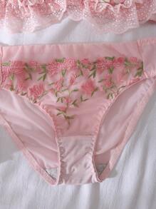 Dream Adore 2pcs Floral Embroidered Romantic Pastoral Sweet Ladies Lingerie Set, Kawaii Bountiful Floral Splendor  Cozy And Elegant Details