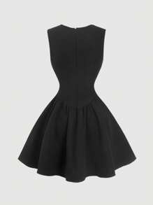 SHEIN MOD Black Asymmetric Mandarin Collar Mini Dress,Spring /Summer Dresses For Women,Elegant Dress,Black Dresses Classy Elegant,Goth Dress,Easter Dress,Graduation Dresses For Women,Wedding Guest Dress Women,Country Concert Outfit,Tea Party Outfit,Rave Outfit