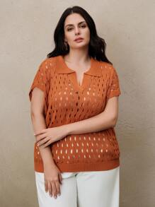 Anewsta Maglione girocollo di moda in maglia, con collo alla coreana, per donne taglia comode