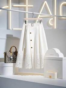 GlowEve Women's Solid Color Minimalist Fashion Summer Mid-Length Skirt - White - View 1