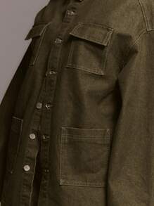 MUSERA Washed Denim Pocket Jacket Summer Casual Cute Y2k Concert - Army Green - View 5