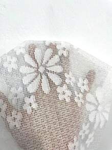 Breezaya Pantalones informales de talla grande con estampado jacquard de unicolor y parches - Blanco - Ver 7
