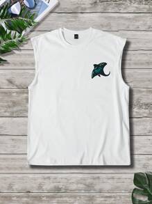 Manfinity RSRT Plus Size Men's Slogan Print Round Neck Casual Tank Top - White - View 3