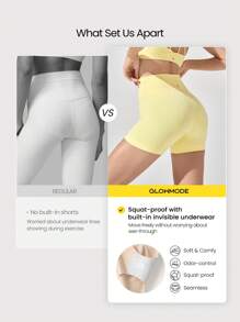 GLOWMODE 4.3" FeatherFit™ Crossover Anti-Slip Biker Shorts With Built-In Seamless Shorts Low Impact Yoga Daily Gym