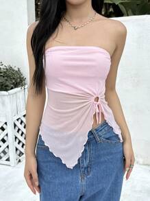 SHEIN Teen Girl Casual Minimalist Comfortable Asymmetrical Hem Solid Color Camisole