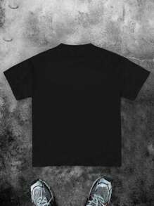 SHEIN Camiseta casual de manga curta com estampa de desenho animado para meninos adolescentes, adequada para o verão