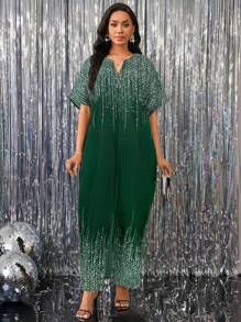 SHEIN Lady 春夏秋冬优雅办公室派对新年女士连衣裙 - 墨綠色 - 查看 5