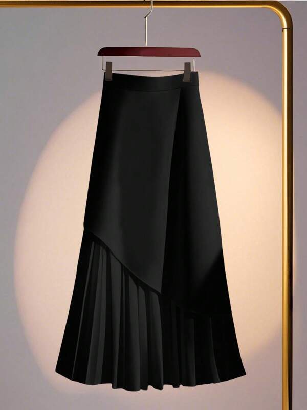 Franclia Women's Elegant High-End Luxurious French Style A-Line Patchwork Pleated White Mini Skirt, Spring/Summer