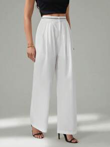 SHEIN Tall Kontrast Farbige Tasche Lässig Anzughose mit weitem Bein