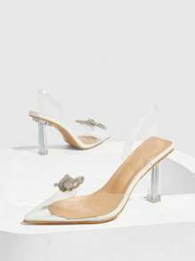 CUCCOO SZL Women's White Pointed Toe Transparent High Heels - White - View 11