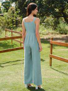 Vintamour Mono informal con cuello cuadrado sin mangas, decorado con botones, con bolsillos, para vacaciones - Mono de vacaciones de estilo vintage elegante para mujer - Conjunto de verano para mujer - Mono para el Día de la Madre - Mono para vacaciones - Mono para mujer - Mono para concierto country - Mono para cumpleaños de mujer - Pantalones para mujer - Conjunto de festival para mujer - Conjunto de brunch para mujer