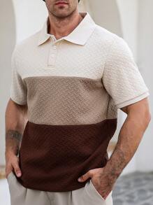 Manfinity Homme 大码男士撞色短袖休闲通勤 Polo 衫 - 彩色 - 查看 4
