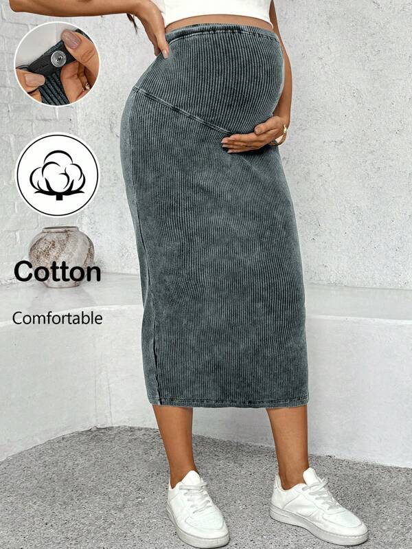 SHEIN Adjustable Waist Fitted Maternity Skirt
