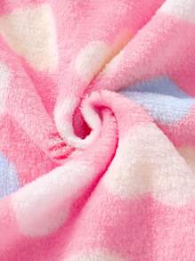 Young Girl Cute Knitted Flannel Multi-Color Heart Cat Ear Hooded Long Sleeve Open Front Belted Robe, Soft & Comfortable For Home Wear - Baby Pink - View 5