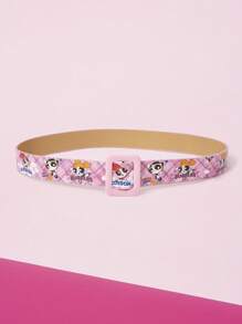 THE POWERPUFF GIRLS X SHEIN 1 件女士时尚格子花朵、泡泡、毛茛图案腰带 - 彩色 - 查看 4