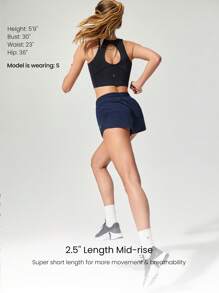 GLOWMODE 2.5" RefreshRun Shorts VitalSwift Ultralight Sweat-Wicking Mid-Rise Waist Adjustable Drawstring Waist Reflective Running Shorts With Built-In Anti-Odor Underwear Back Zip Pocket High Impact Workout Running Training Spring Summer - Blue - View 3